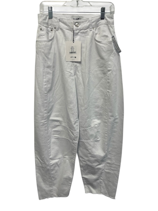 Aligne Size 28 White Cotton Denim Paneled Button & Zip Fly Barrel Leg Jeans White / 28