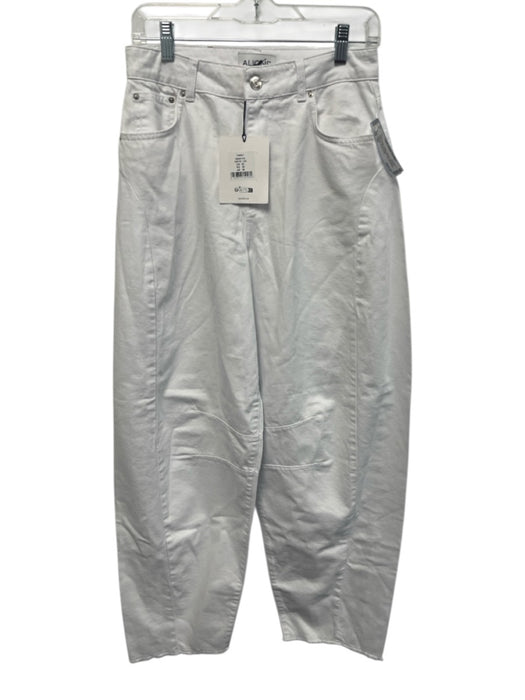 Aligne Size 28 White Cotton Denim Paneled Button & Zip Fly Barrel Leg Jeans White / 28