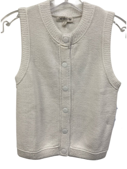 J. Crew Size XS White Cotton Blend Knit Sleeveless Snap Button Front Vest Top White / XS