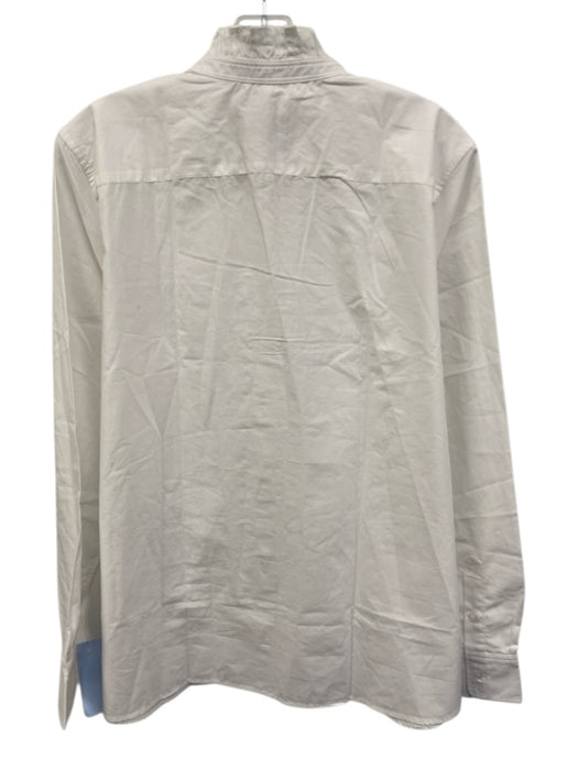 J. Crew Size 12 White Cotton Long Sleeve Button Up Ruffle collar Shirt Top White / 12