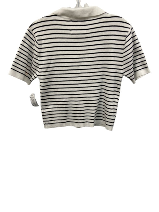 Alexia Admor Size M White & Black Viscose Blend Knit Striped Short Sleeve Top White & Black / M