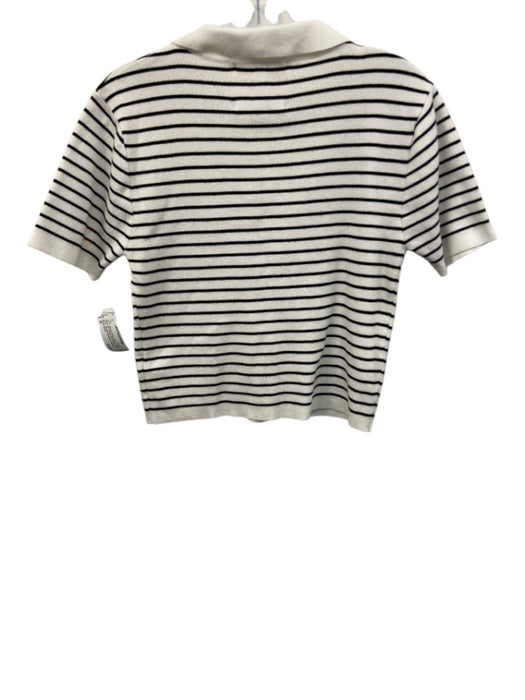 Alexia Admor Size M White & Black Viscose Blend Knit Striped Short Sleeve Top White & Black / M