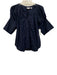 A.L.C. Size 2 Navy Blue Cotton 1/2 Sleeve Button Front Gathered Neck Top Navy Blue / 2