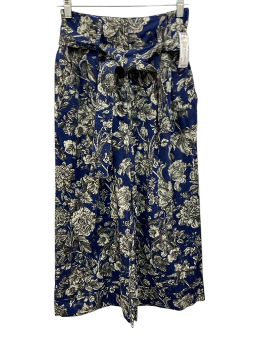 Adam Lippes Collective Size 0 Blue, cream & black Cotton Blend Botanical Pants Blue, cream & black / 0