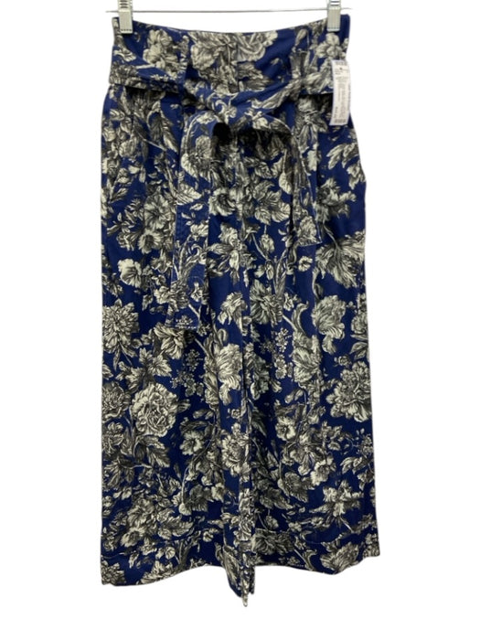 Adam Lippes Collective Size 0 Blue, cream & black Cotton Blend Botanical Pants Blue, cream & black / 0