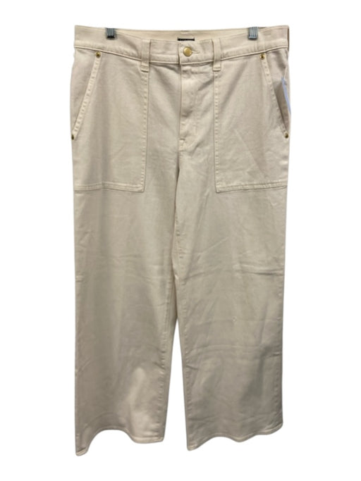 J. Crew Size 29 Cream White Cotton Blend Denim Patch Pocket Wide Leg Jeans Cream White / 29