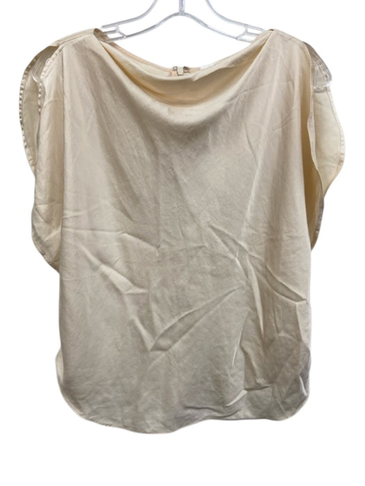 A.L.C. Size 12 Cream White Polyester Wide Cowl Neck Slit Sleeves Draped Top Cream White / 12