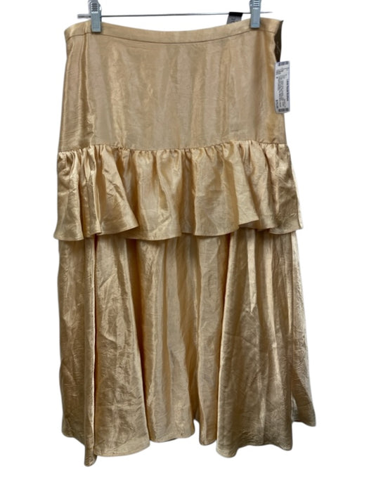 J Crew Collection Size 8 Yellow Gold Acetate Satin Ruffle Detail Back Zip Skirt Yellow Gold / 8