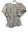 Hofmann Size 36 Beige, Pink & Blue Linen Abstract Floral Twist Front Top Beige, Pink & Blue / 36
