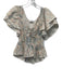Hofmann Size 36 Beige, Pink & Blue Linen Abstract Floral Twist Front Top Beige, Pink & Blue / 36
