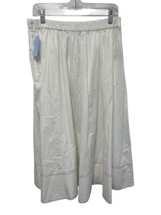J. Crew Size 12 White Cotton Contrast Stitch Elastic Back Gathered Waist Skirt White / 12
