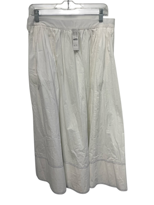 J. Crew Size 12 White Cotton Contrast Stitch Elastic Back Gathered Waist Skirt White / 12