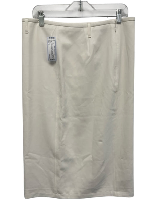 J. Crew Size 12 Cream White Polyester Blend Belt Loops Front Slit Pencil Skirt Cream White / 12