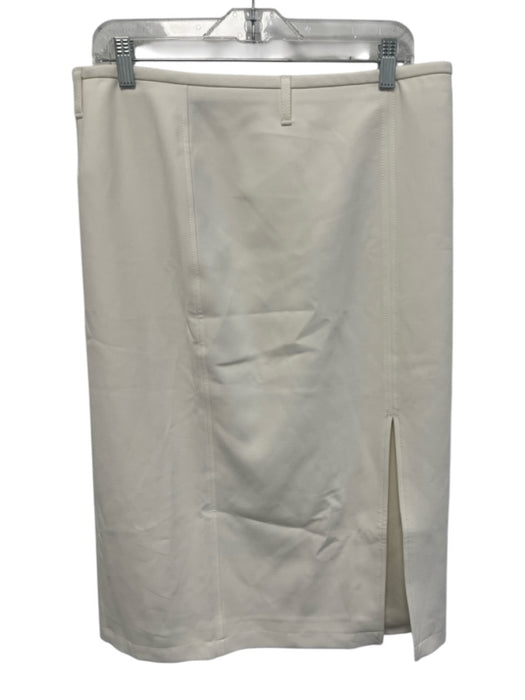 J. Crew Size 12 Cream White Polyester Blend Belt Loops Front Slit Pencil Skirt Cream White / 12