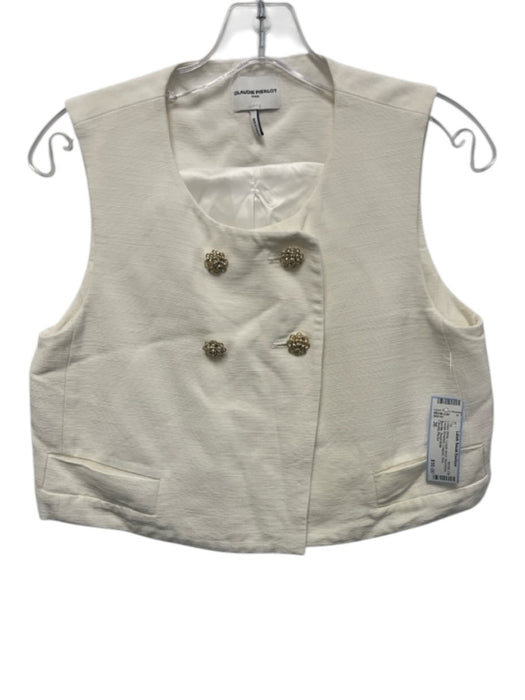 Claudie Pierlot Size 36 Cream White Lyocell blend Sleeveless Double Breasted Top Cream White / 36