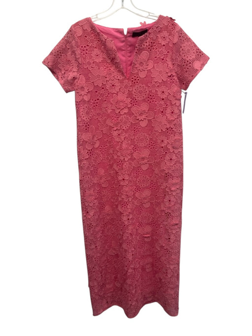 Abbey Glass Size S Pink Polyester Short Sleeve Floral Lace Overlay Maxi Dress Pink / S
