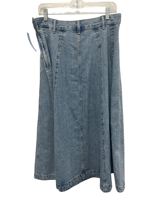 Madewell Size 30 Light Wash Cotton Denim Belt Loops Paneled Midi Skirt Light Wash / 30