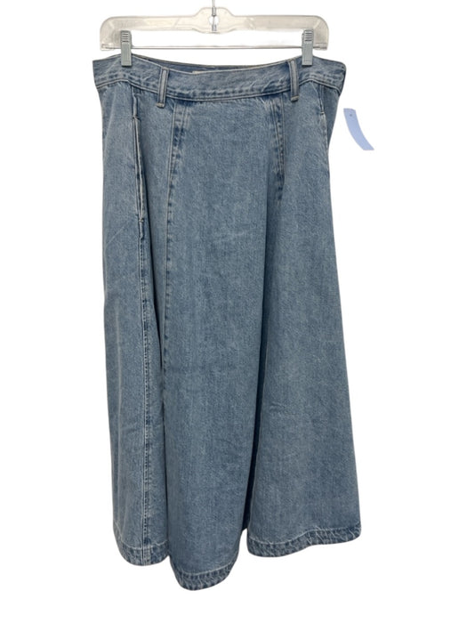 Madewell Size 30 Light Wash Cotton Denim Belt Loops Paneled Midi Skirt Light Wash / 30