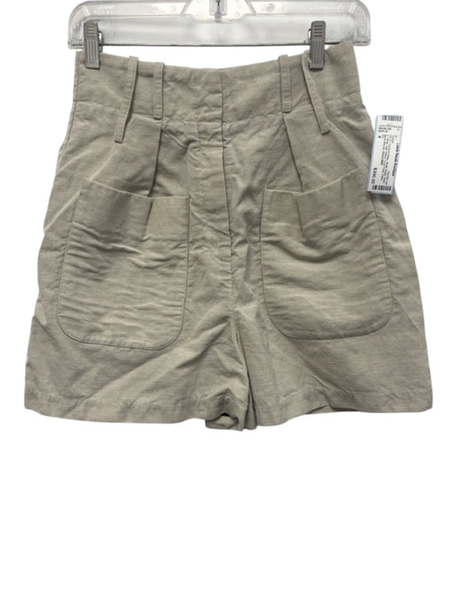 Co. Size 4 Khaki Beige Wool & Hemp High Waist Front Pleat Patch Pocket Shorts Khaki Beige / 4