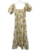 Faithful The Brand Size XS Orange, Yellow & Cream Linen Short Puff Sleeve Dress Orange, Yellow & Cream / XS