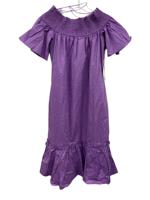 Hyacinth House Size XXS Purple Cotton Off Shoulder Shirred Short Sleeve Dress Purple / XXS