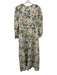 Tuckernuck Size L Green, Yellow & Black Linen Long Balloon Sleeve Floral Dress Green, Yellow & Black / L