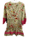 Tuckernuck Size XS Cream, Red & Green Cotton 3/4 Sleeve Floral Knee Dress Cream, Red & Green / XS