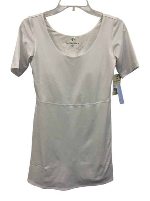 Tuckernuck Size S White Polyester & Spandex Short Sleeve Shorts Attached Dress White / S