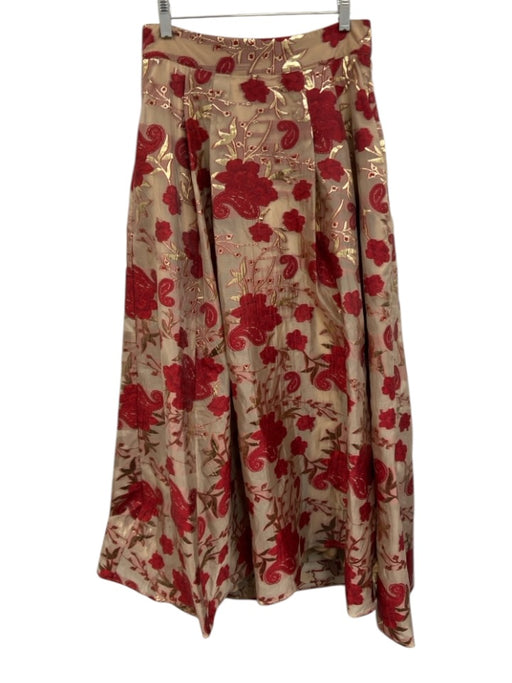 Abbey Glass Size S Red & Gold Polyester jaquard Floral Gold Detail Skirt Red & Gold / S