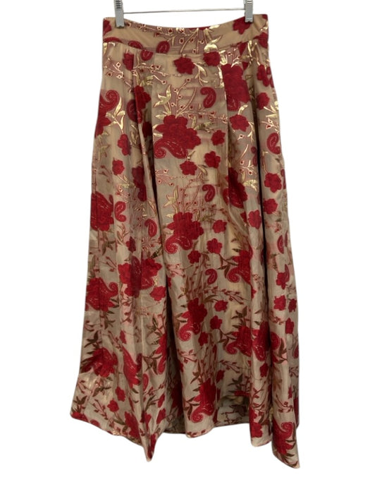 Abbey Glass Size S Red & Gold Polyester jaquard Floral Gold Detail Skirt Red & Gold / S