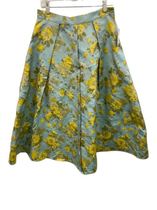 Abbey Glass Size M Light Blue & Yellow Polyester jaquard Floral Skirt Light Blue & Yellow / M