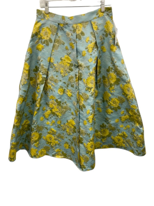 Abbey Glass Size M Light Blue & Yellow Polyester jaquard Floral Skirt Light Blue & Yellow / M
