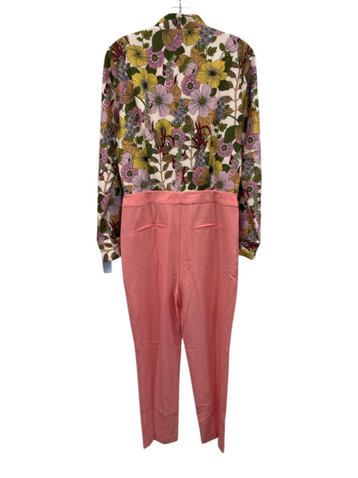 Tuckernuck Size 8 Pink, Green & Yellow Polyester Button Up Floral Jumpsuit Pink, Green & Yellow / 8