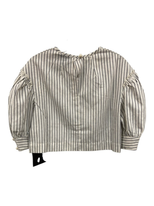 Tuckernuck Size S Cream & Navy Linen Short Balloon Sleeve Striped Crop Top Cream & Navy / S