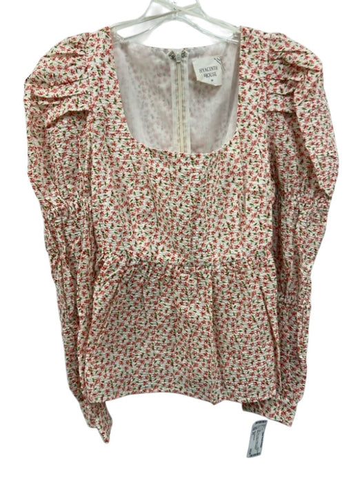 Hyacinth House Size XS Red, Green & White Polyester Blend Long Sleeve Peplum Top Red, Green & White / XS