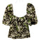 Tuckernuck Size XL Green & Cream Polyester Short Sleeve Floral Square Neck Top Green & Cream / XL