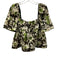 Tuckernuck Size XL Green & Cream Polyester Short Sleeve Floral Square Neck Top Green & Cream / XL