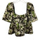Tuckernuck Size XL Green & Cream Polyester Short Sleeve Floral Square Neck Top Green & Cream / XL