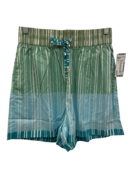 Ephemera Size 4 Green & Blue Cotton Elastic Waist Striped Drawstring Shorts Green & Blue / 4