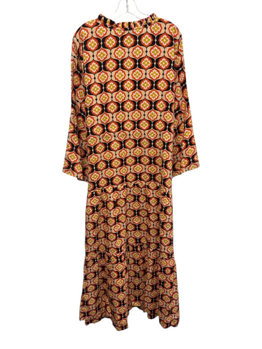 Tuckernuck Size 2XL Orange, Yellow & Black Linen 3/4 Sleeve Floral Midi Dress Orange, Yellow & Black / 2XL