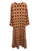 Tuckernuck Size 2XL Orange, Yellow & Black Linen 3/4 Sleeve Floral Midi Dress Orange, Yellow & Black / 2XL