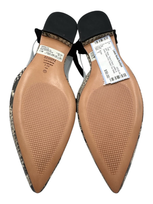 Schutz Shoe Size 7 Beige, Taupe & Black Leather & Suede Snake Print Flats Beige, Taupe & Black / 7