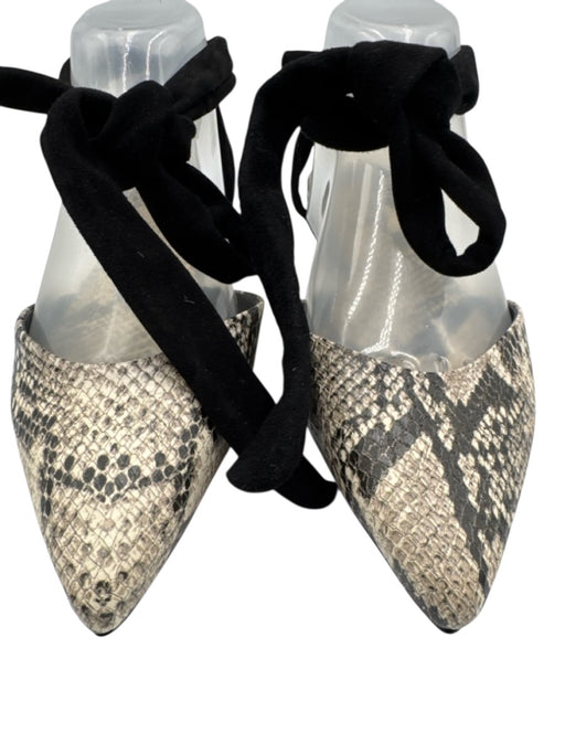 Schutz Shoe Size 7 Beige, Taupe & Black Leather & Suede Snake Print Flats Beige, Taupe & Black / 7