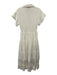 Maje Size 36 White Viscose Blend Short Sleeve Collared V Neck Lace Detail Dress White / 36
