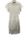 Maje Size 36 White Viscose Blend Short Sleeve Collared V Neck Lace Detail Dress White / 36