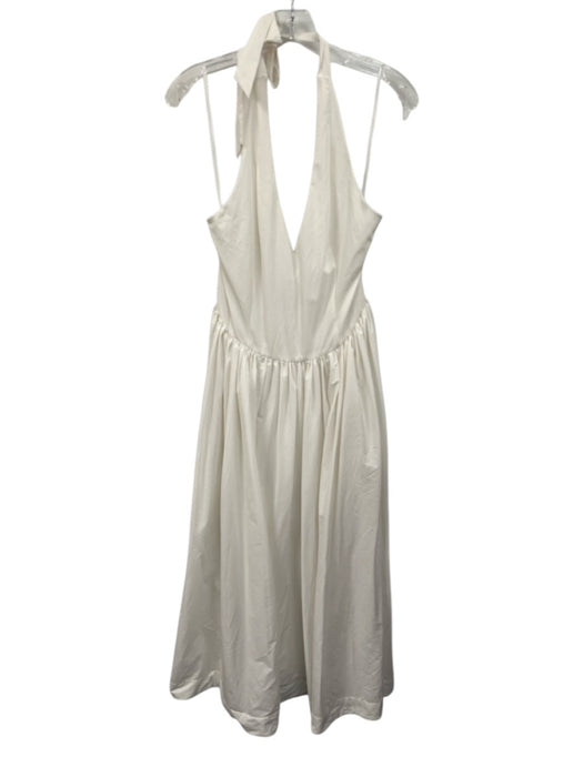Jewel Badgley Mischka Size 8 Cream White Nylon Tie Neck V Neck Side Zip Dress Cream White / 8