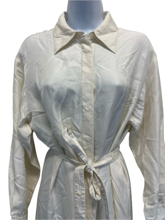 Rohe Size 38 Cream White Silk Long Sleeve Button Front Collared Open Back Dress Cream White / 38