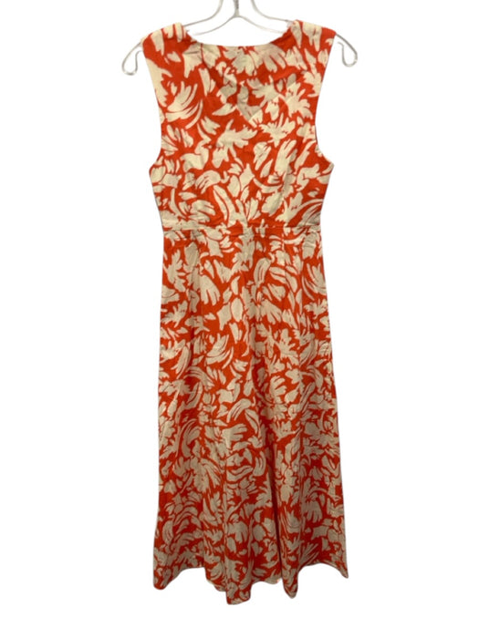 Misa Size M Orange & Beige Cotton Abstract Print Sleeveless Twist Detail Dress Orange & Beige / M