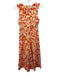 Misa Size M Orange & Beige Cotton Abstract Print Sleeveless Twist Detail Dress Orange & Beige / M