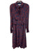 Jason Wu Collective Size 4 navy blue & burgundy Viscose Blend Long Sleeve Dress navy blue & burgundy / 4